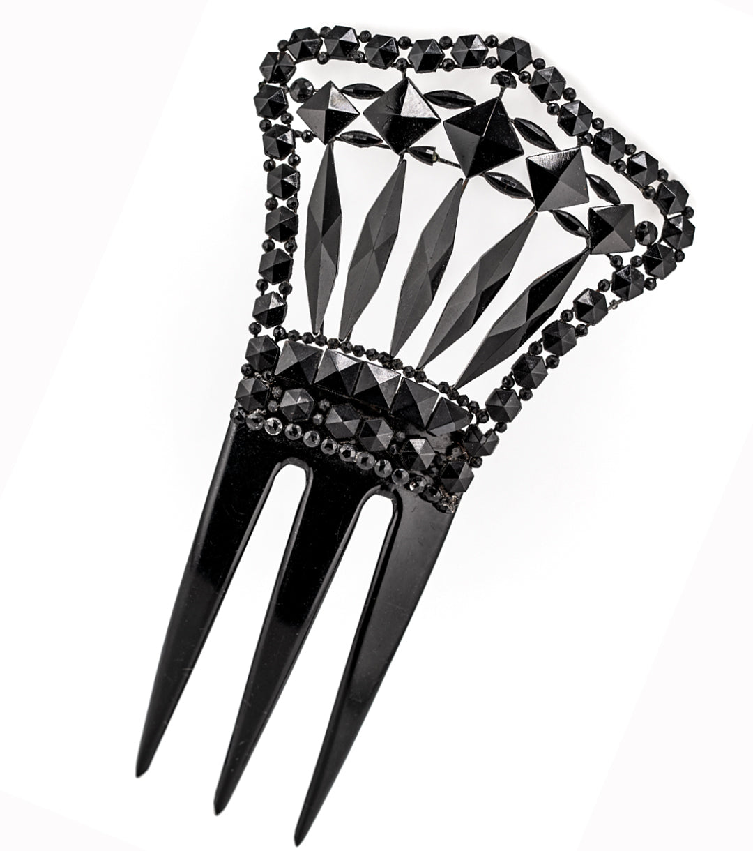 Victorian Celluloid & French Jet Mourning Comb